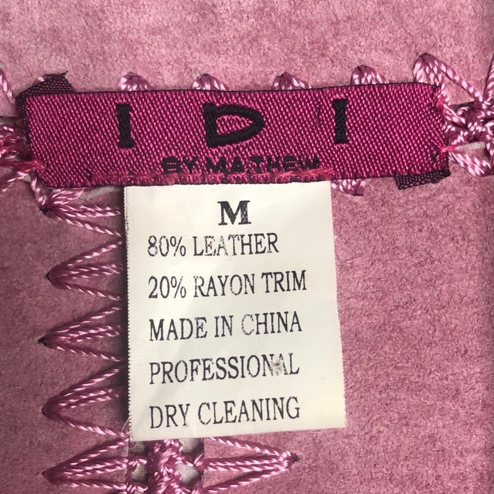 Pink Leather Button Down Jacket Size Medium - image 6